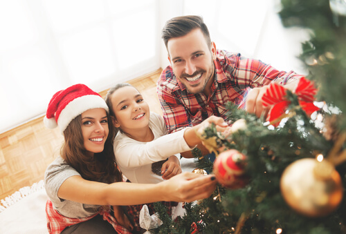 Young family celebrating the holidays